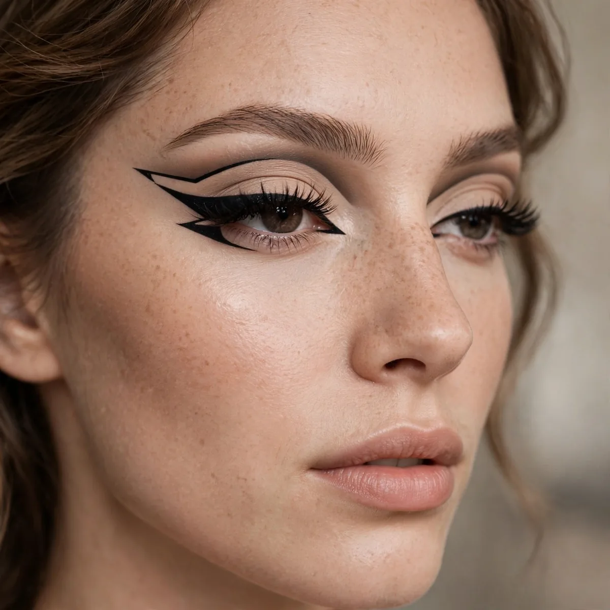 Graphic liner with cut crease
