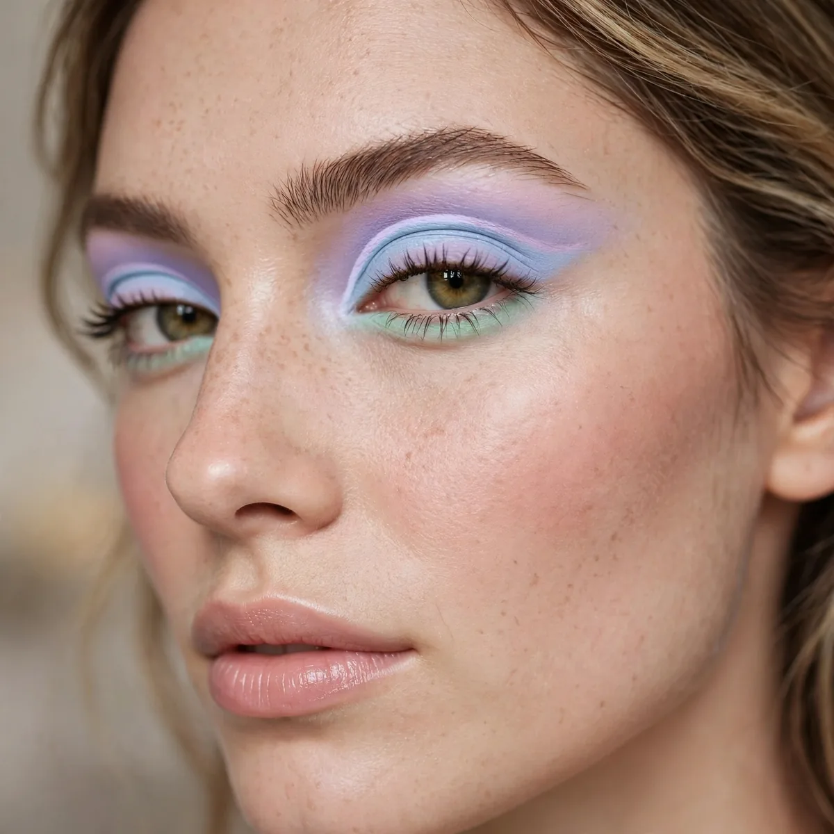 Pastel cut crease spring look