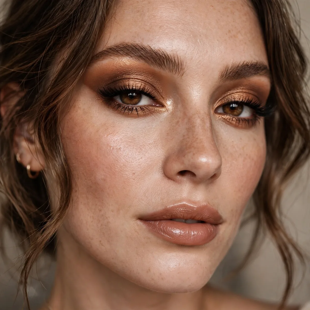 Bronze cut crease glamorous look