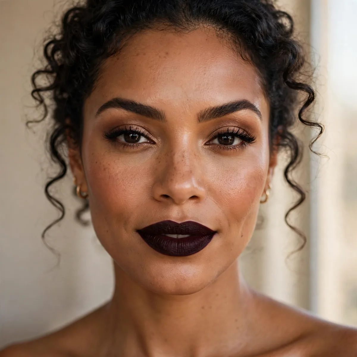 Confident dark lipstick wear