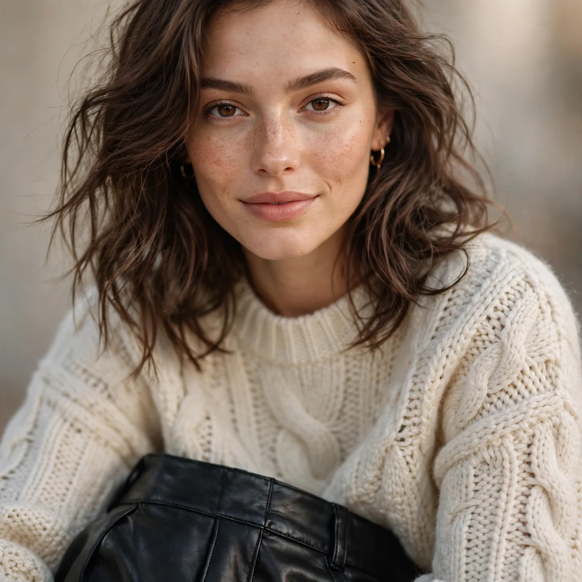 Knit sweater with leather skirt date