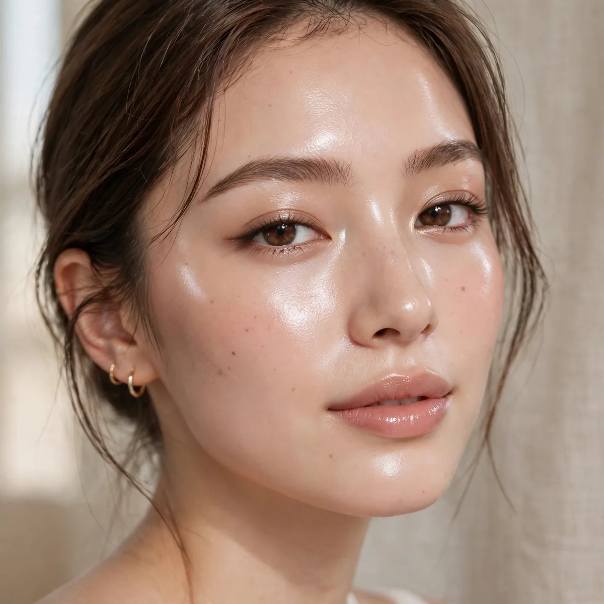 Glass-like dewy base makeup