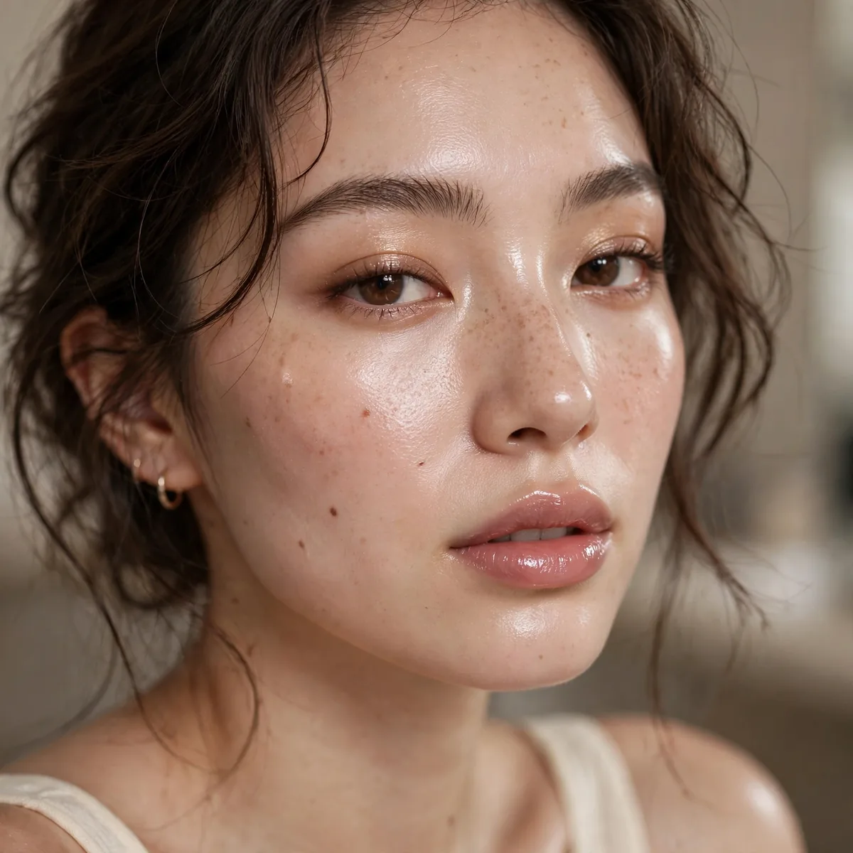 Maintaining dewy makeup second day