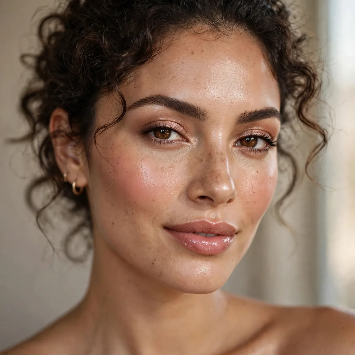 Confident dewy makeup glow