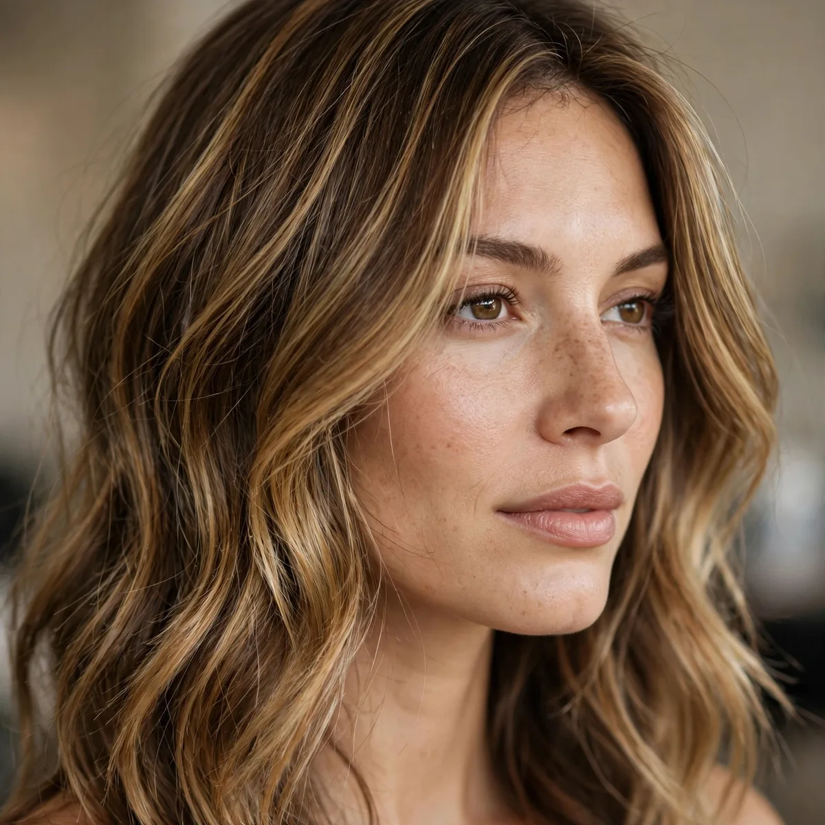 Golden bronde blend on brown hair