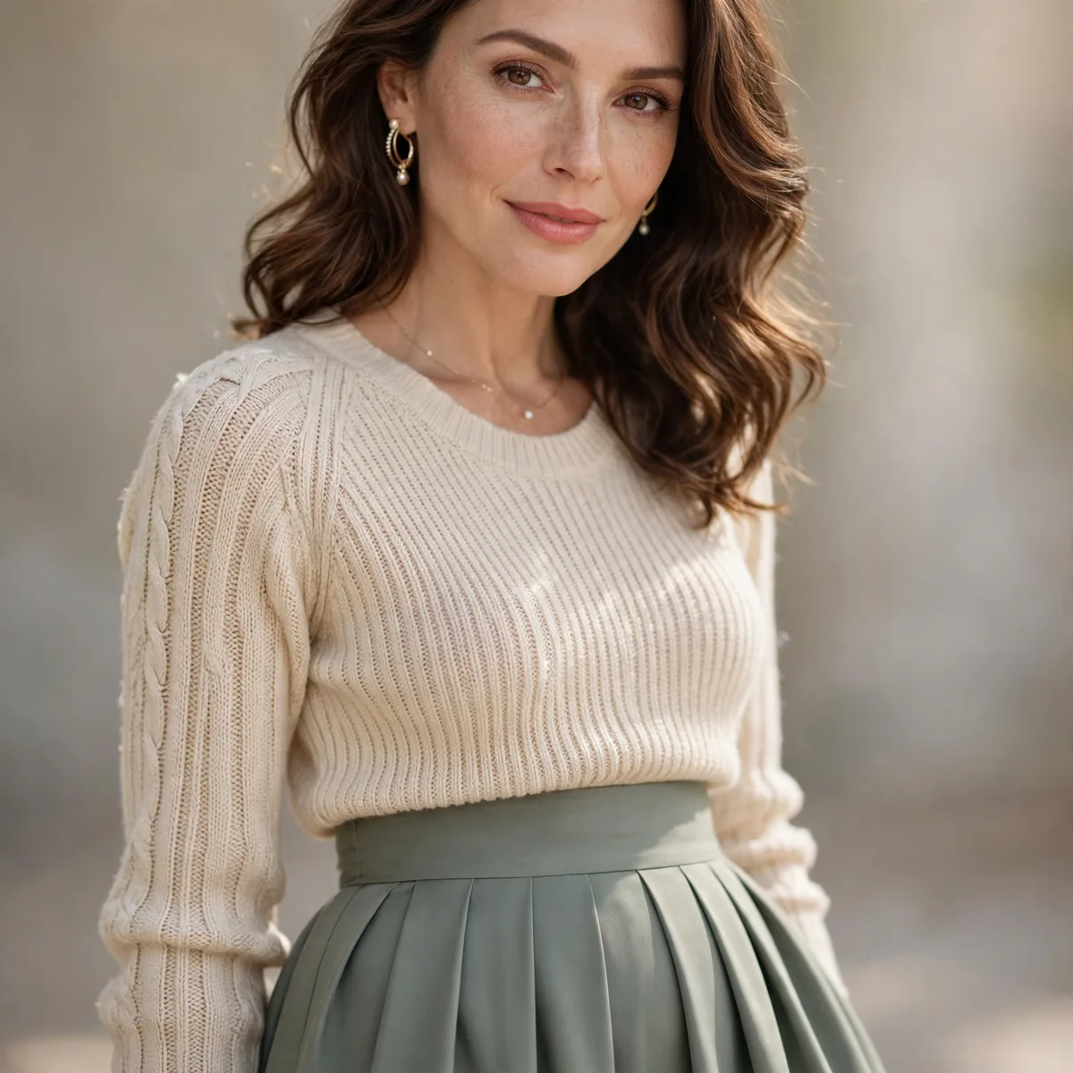 Midi skirt with knit top hosting