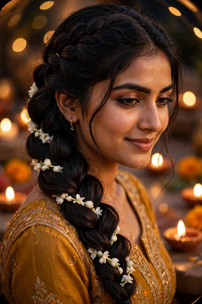 Fishtail Braid with Gajra β Diwali festive look