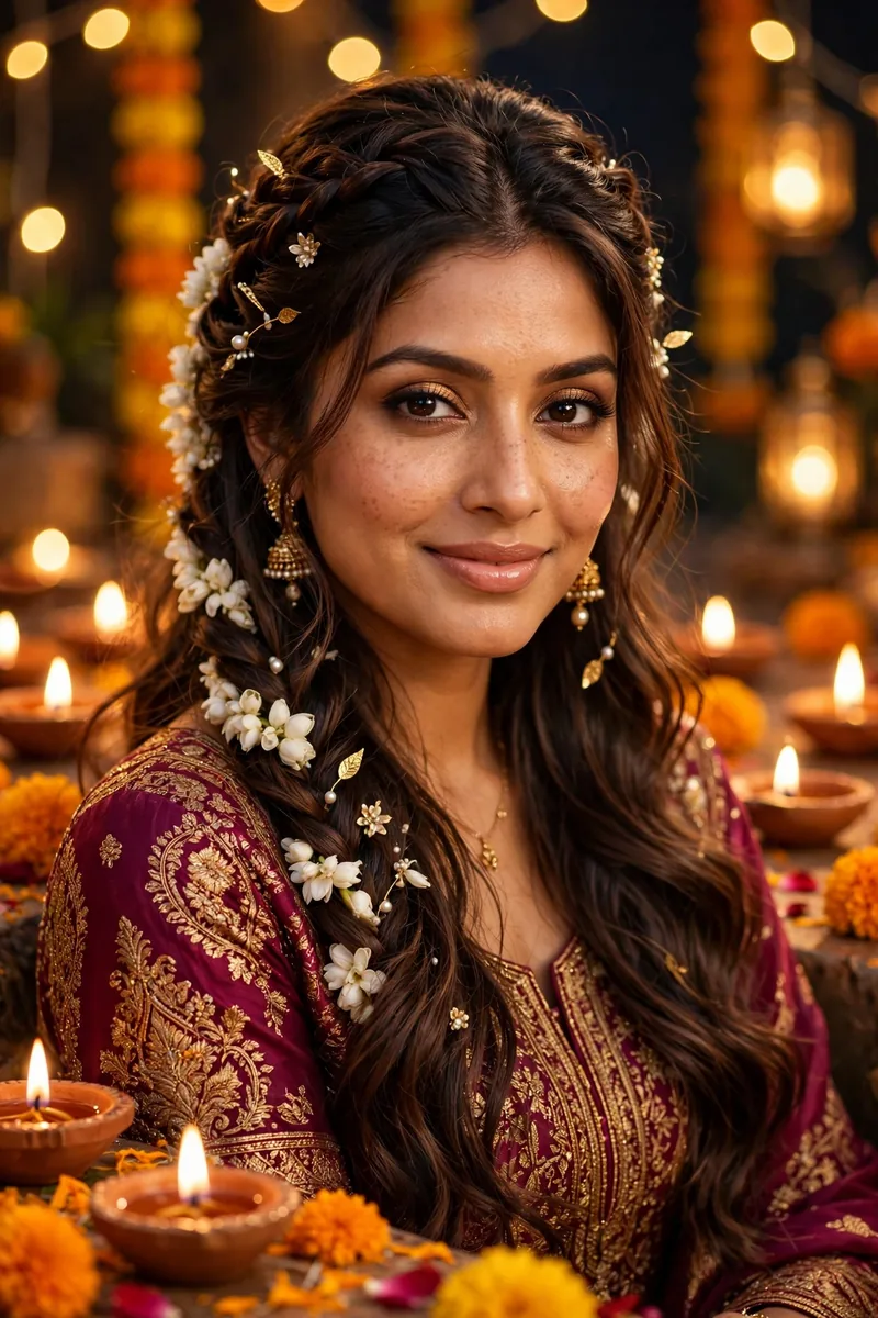 15 Diwali Hairstyles for Long & Medium Hair That Last All Night