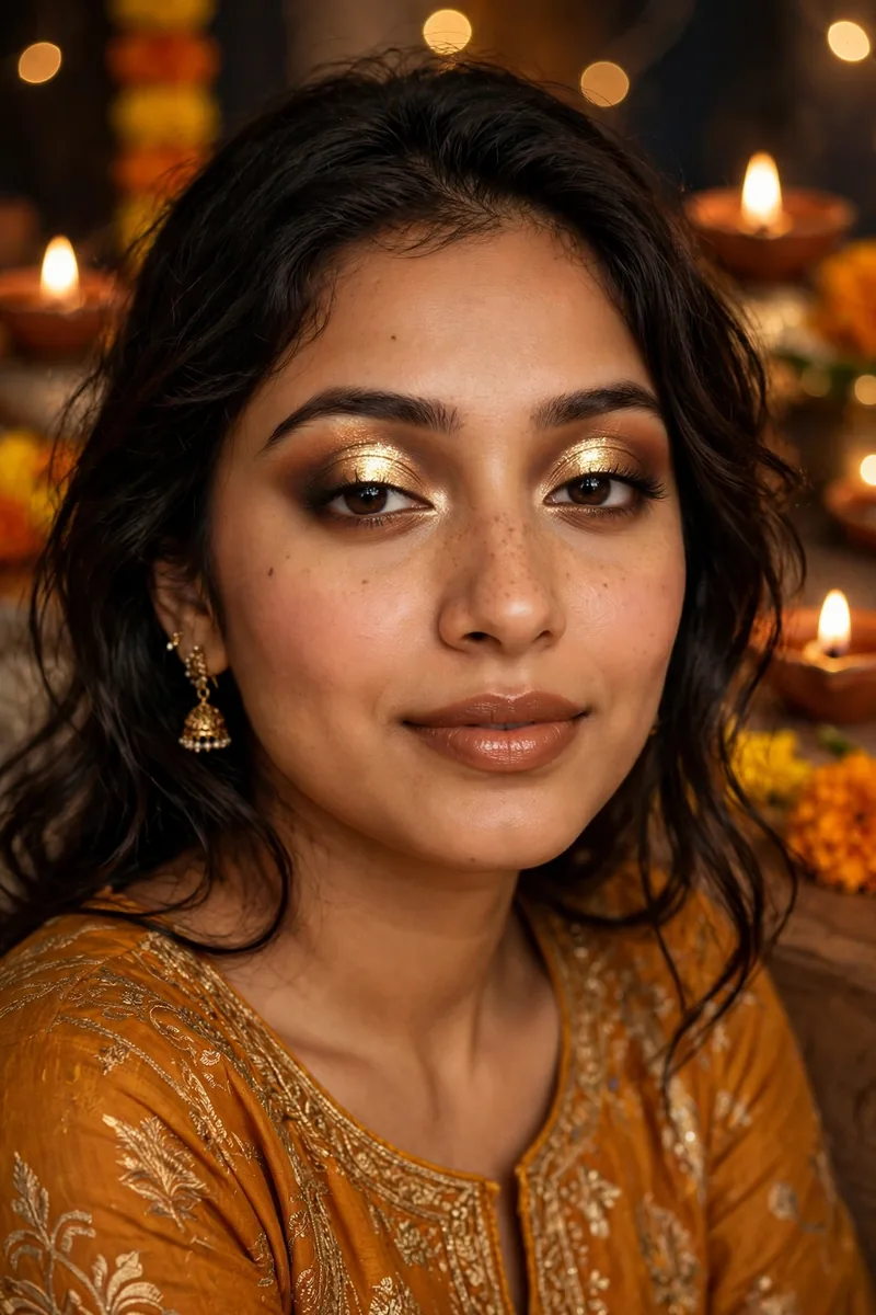 Golden Halo Eye β Diwali festive look