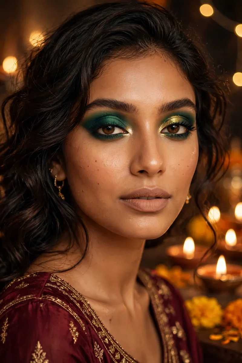 Emerald & Gold β Diwali festive look