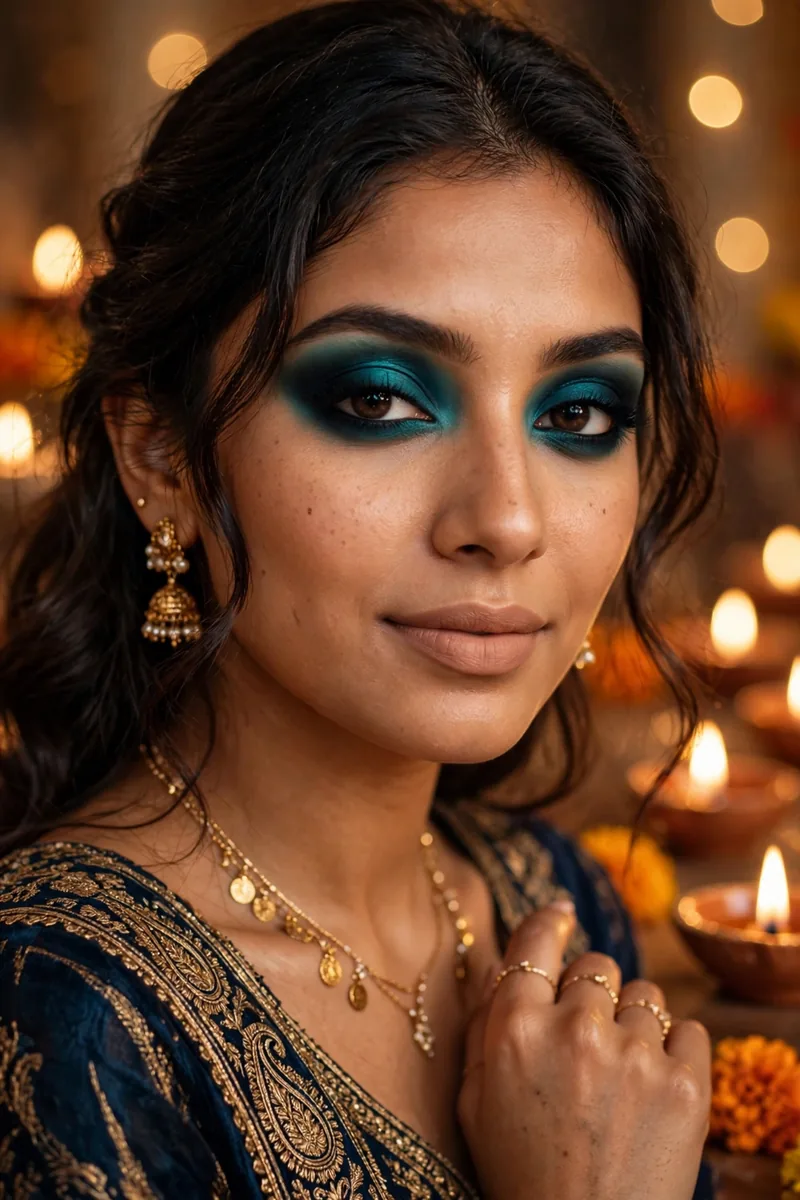 Teal Smokey Eye β Diwali festive look