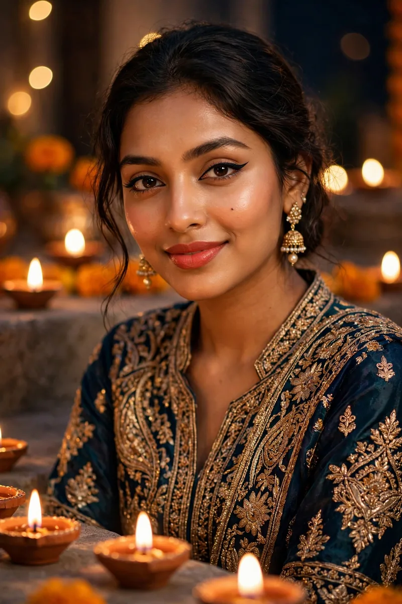 Winged Liner + Coral Lip β Diwali festive look