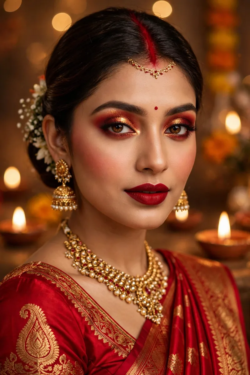 Sindoor Red & Gold β Diwali festive look
