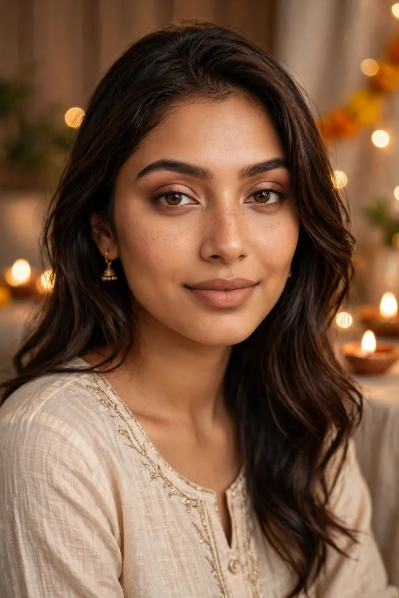 Soft Glam Nude β Diwali festive look