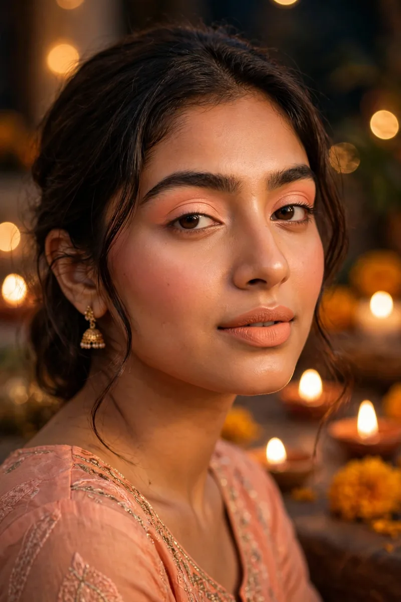 Monochrome Peach β Diwali festive look