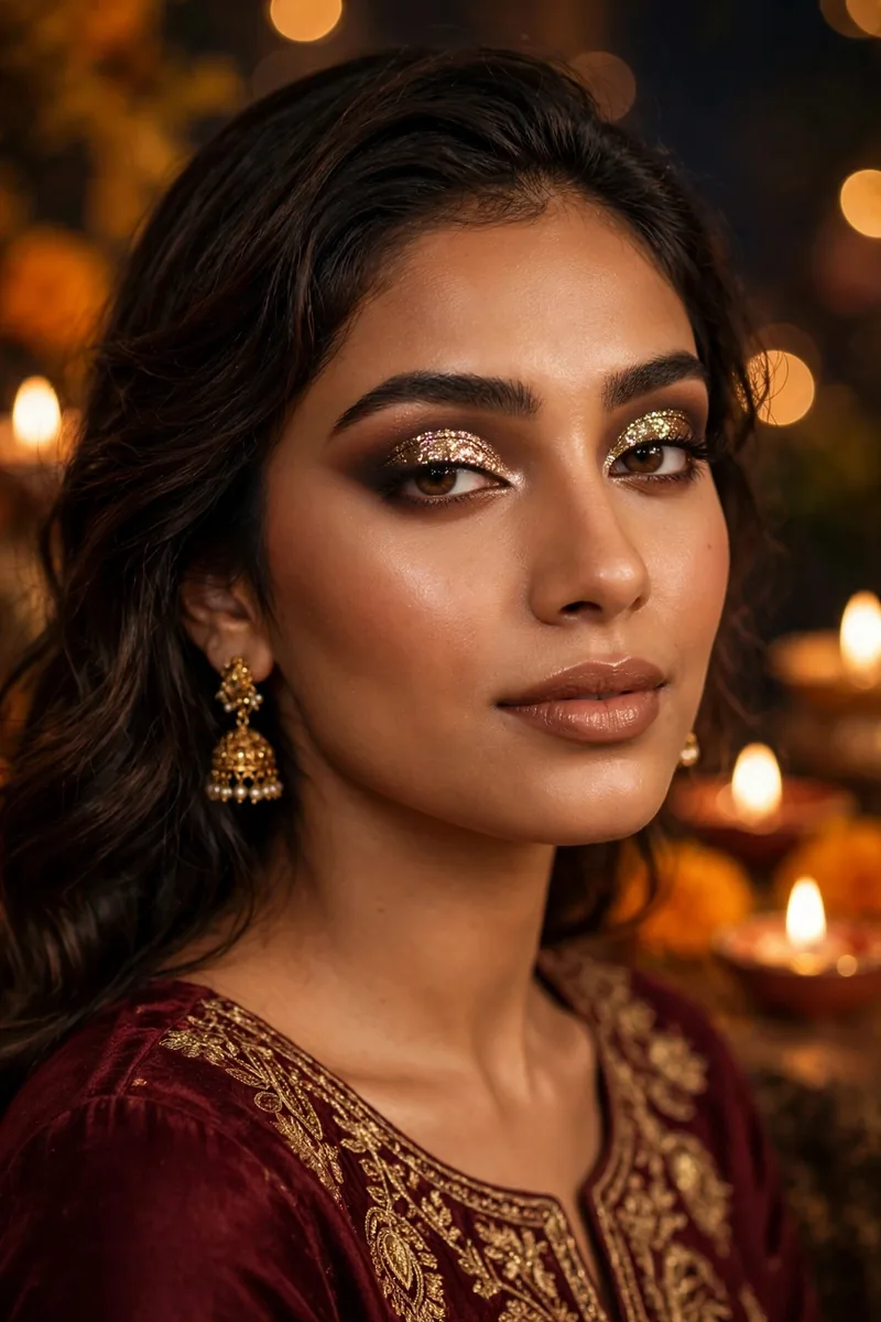 Glitter Cut Crease β Diwali festive look