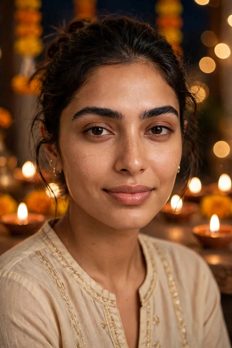 Bold Brows + Bare Skin β Diwali festive look