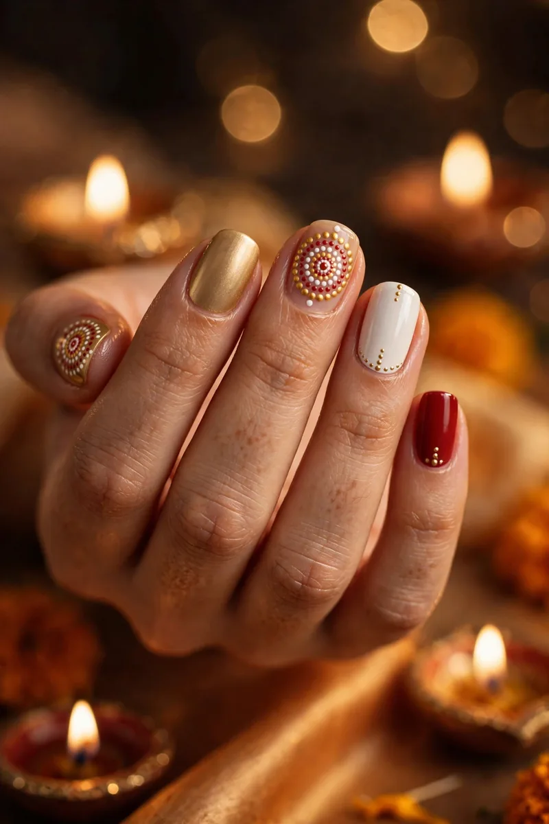 Rangoli-Inspired Nail Art β Diwali festive look