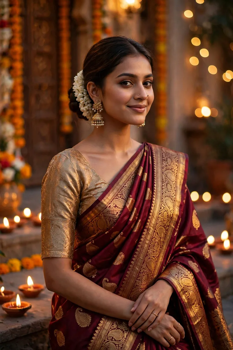 Banarasi Silk Saree β Diwali festive look