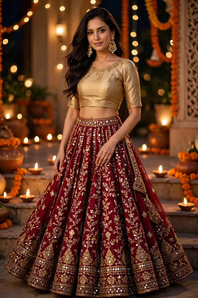 Classic Embroidered Lehenga β Diwali festive look