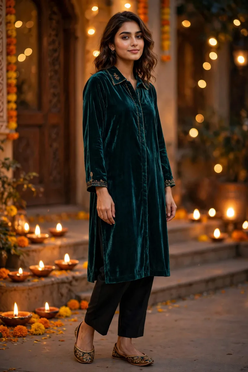 Velvet Kurta Set β Diwali festive look