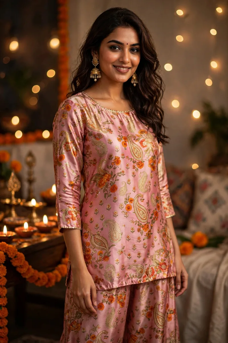 Palazzo Set with Festive Print β Diwali festive look