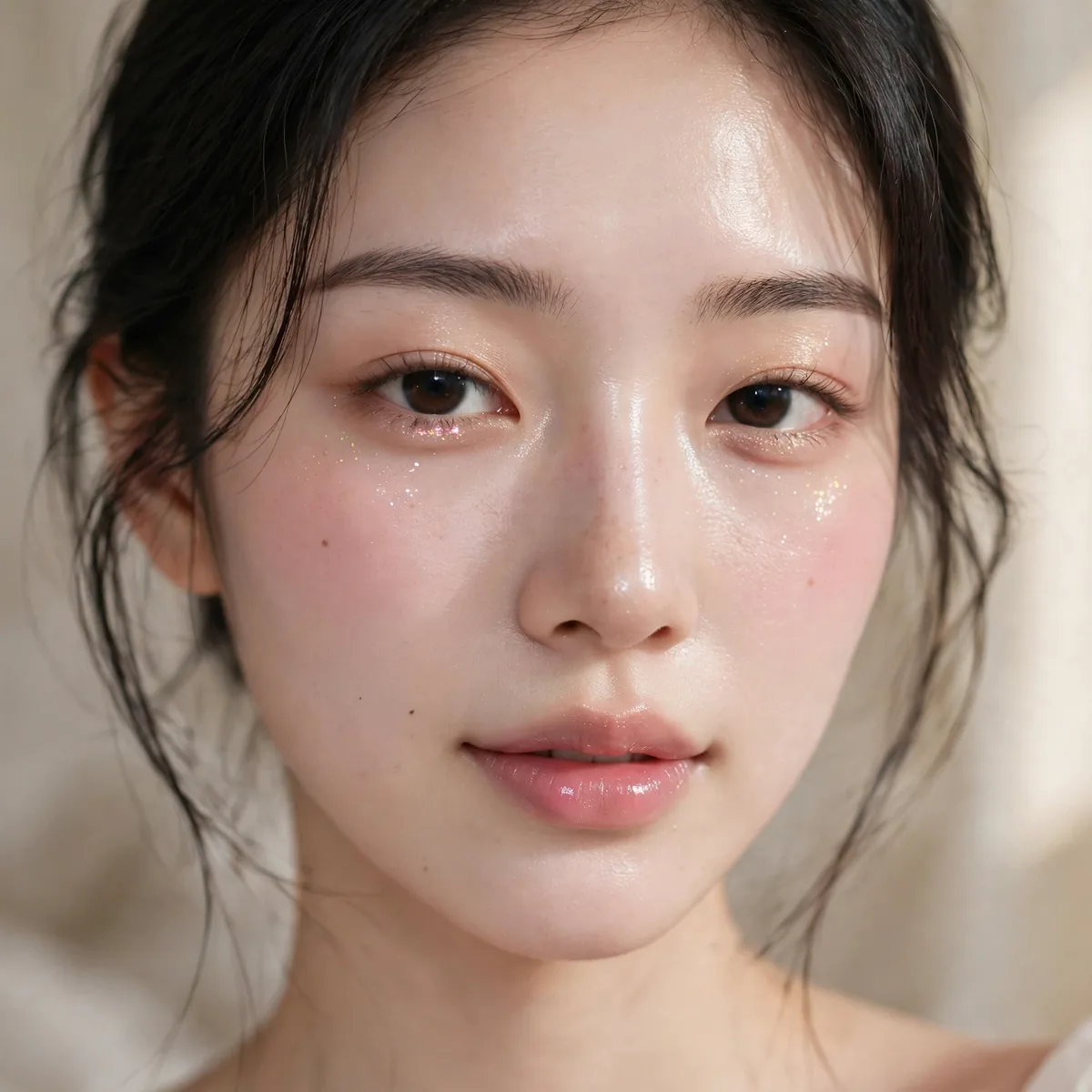 Straight brows douyin makeup