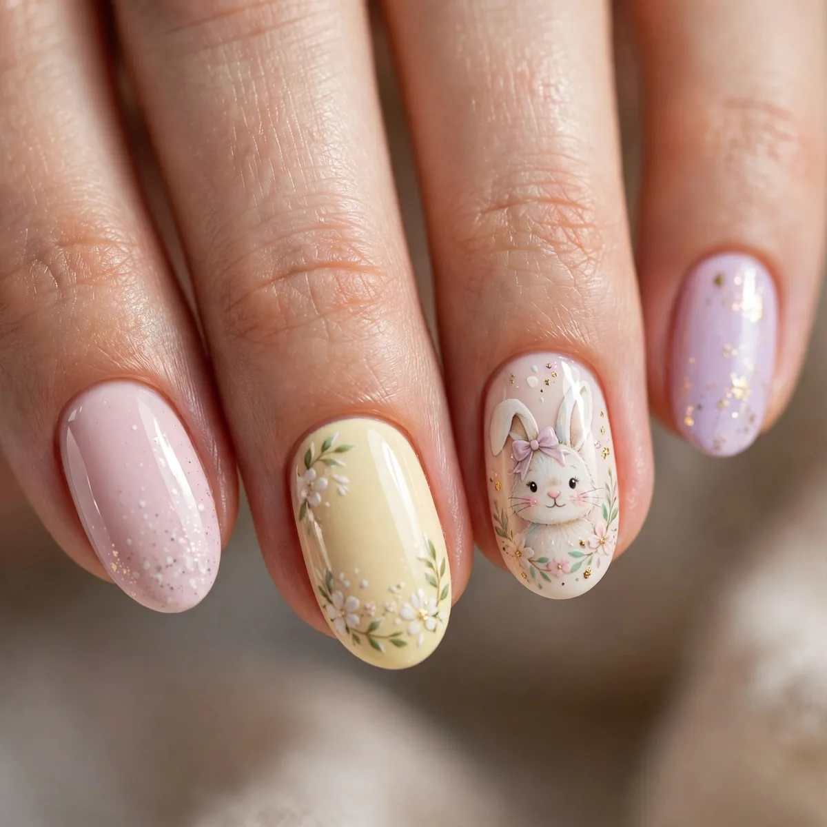 Bunny nail art easter accent