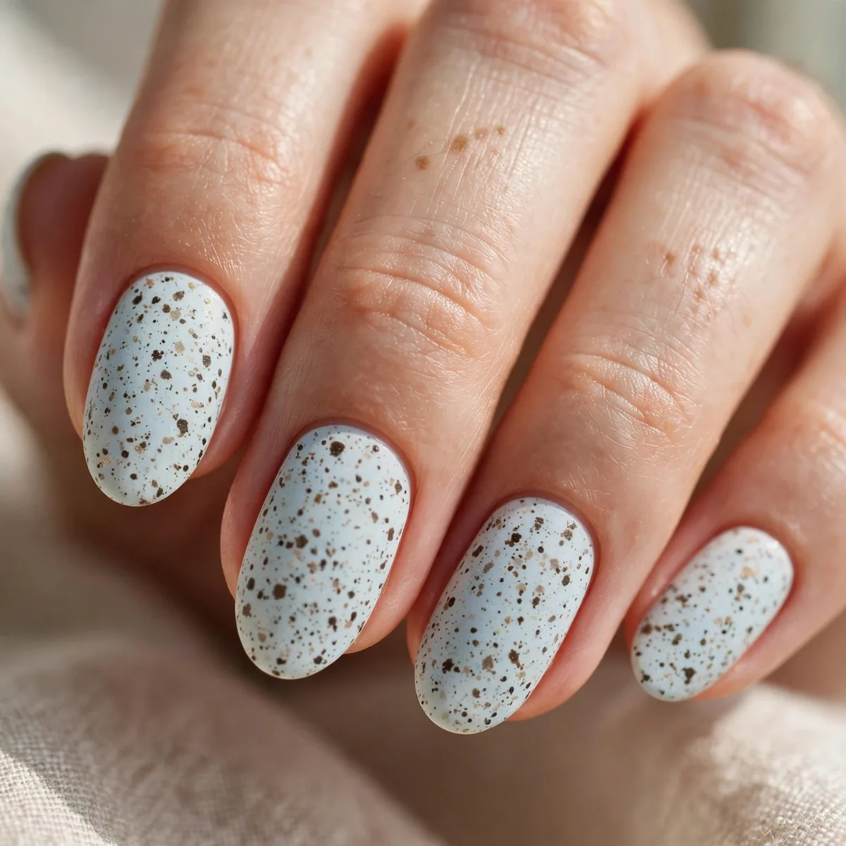 Speckled egg easter nail design