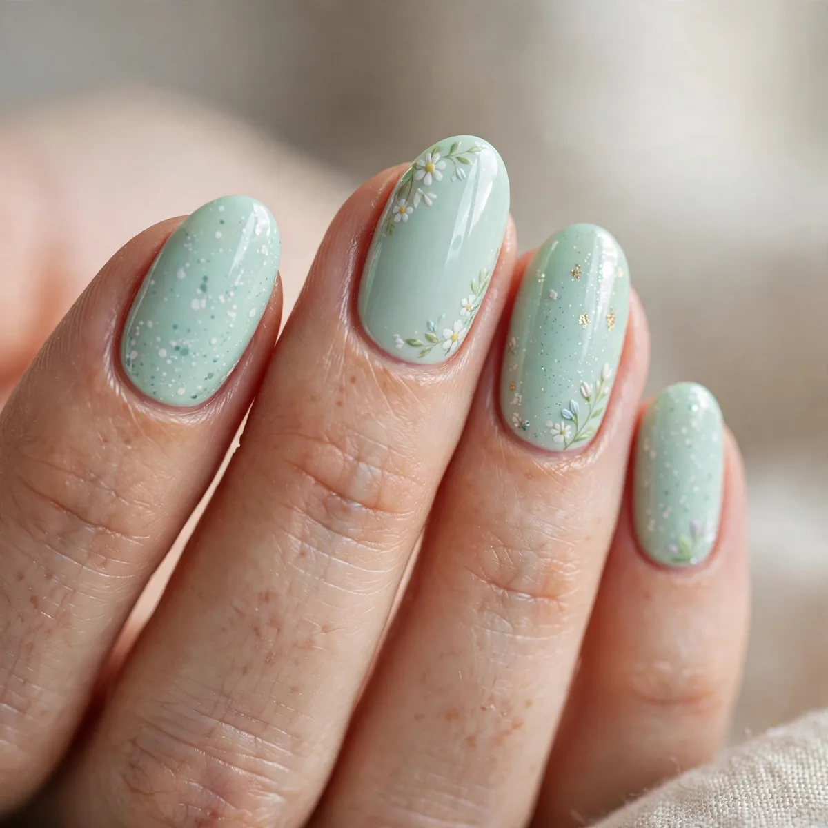 Mint pastel easter nails