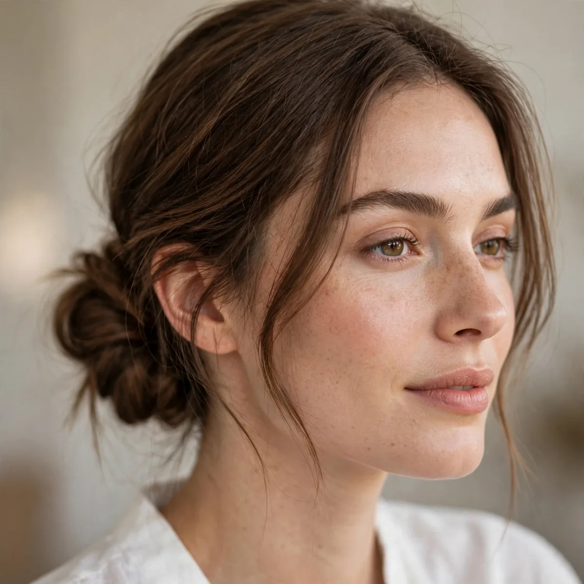 Quick low bun for medium hair