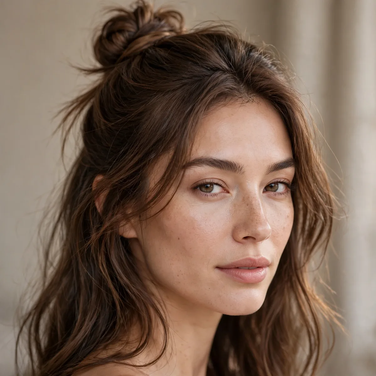 Half-up top knot for medium hair