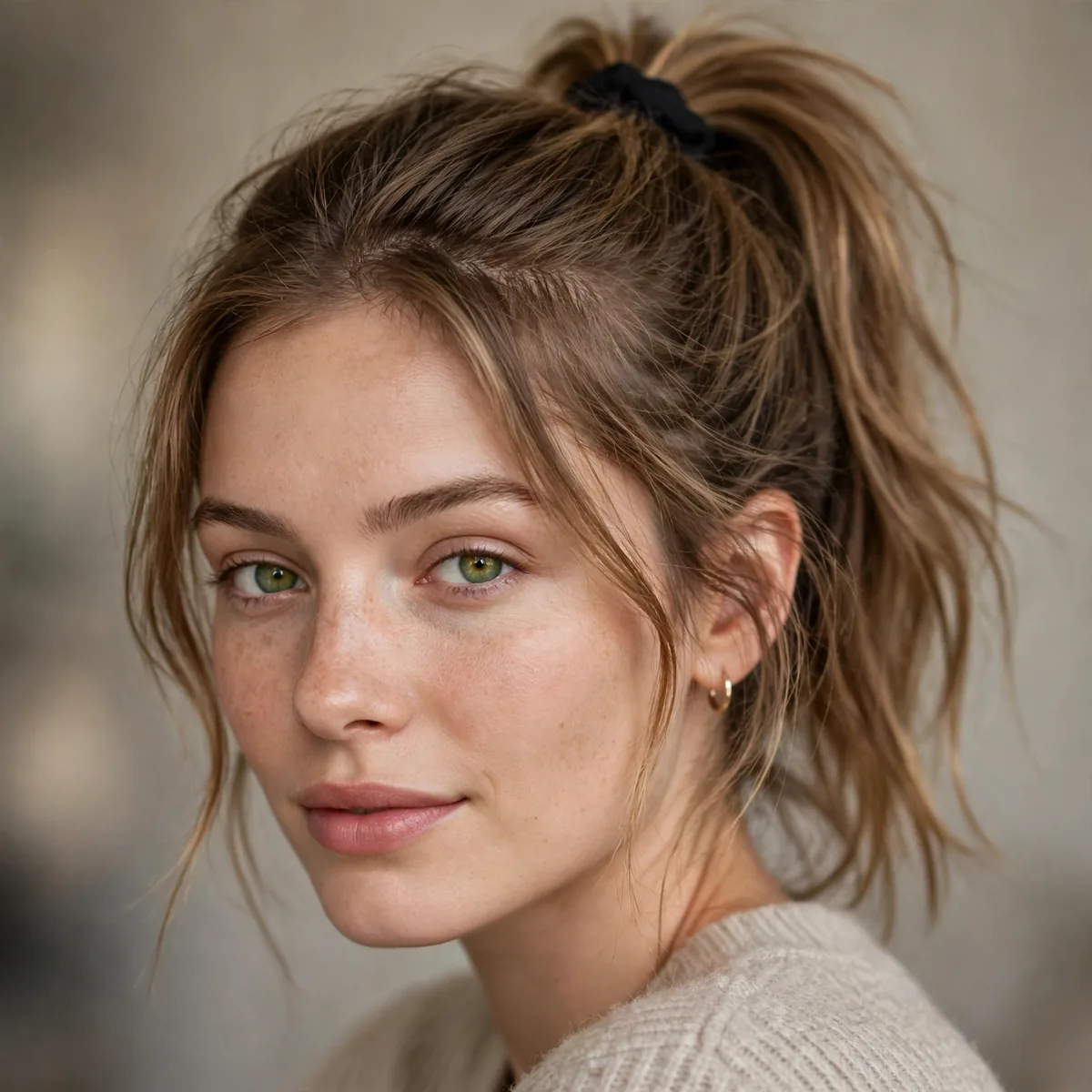 Casual high ponytail for medium hair