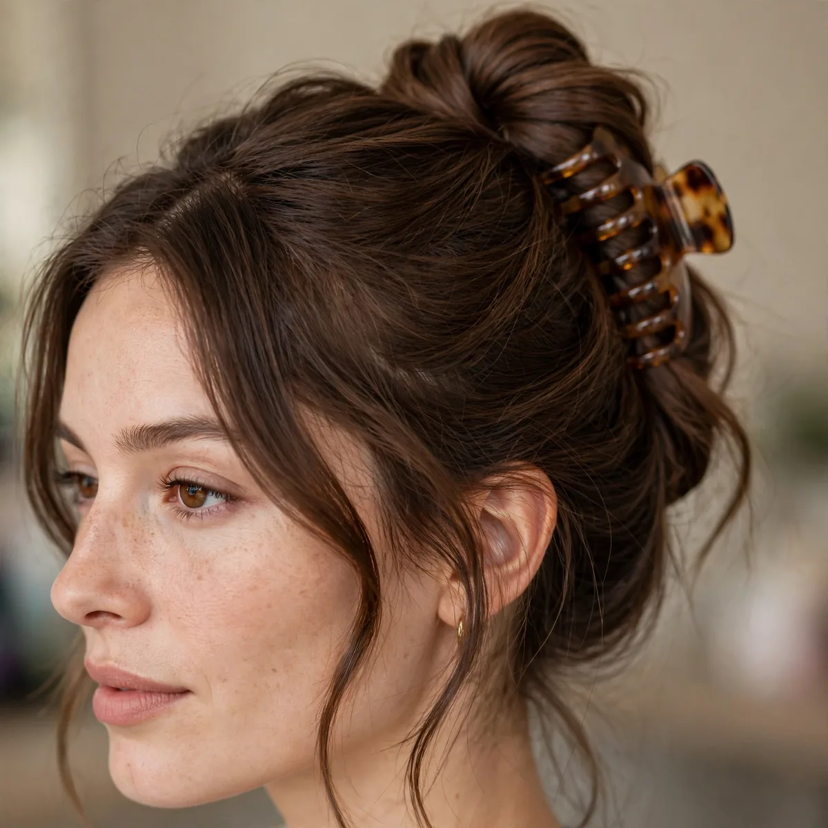 Full twist secured with a claw clip