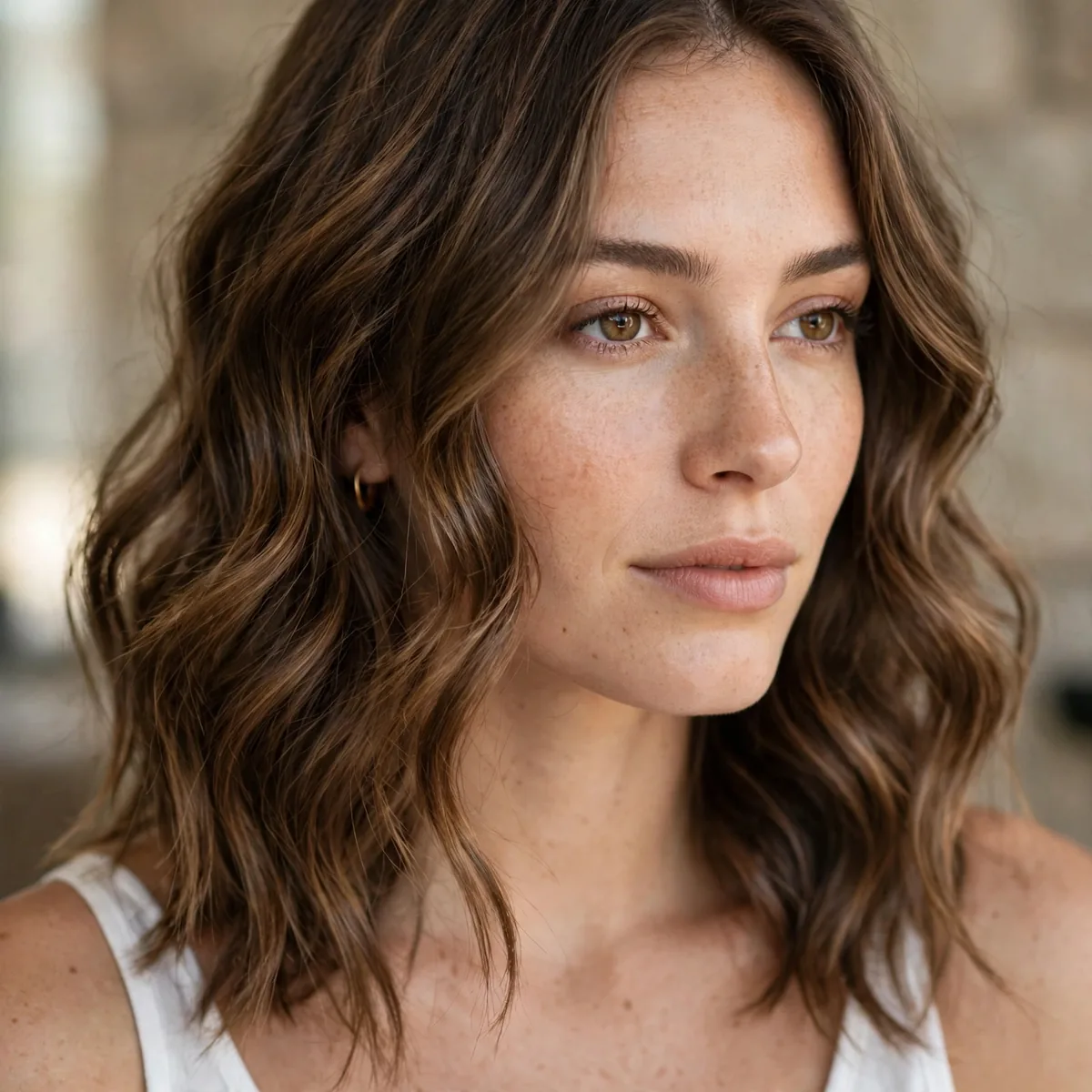 Heatless waves from an overnight braid, styled for the day