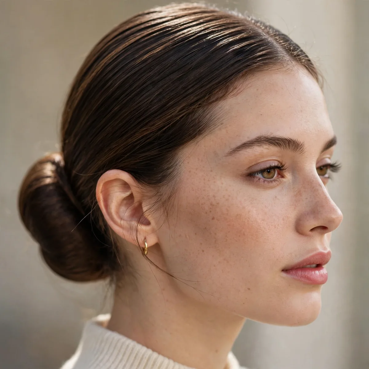 Simple smooth low bun
