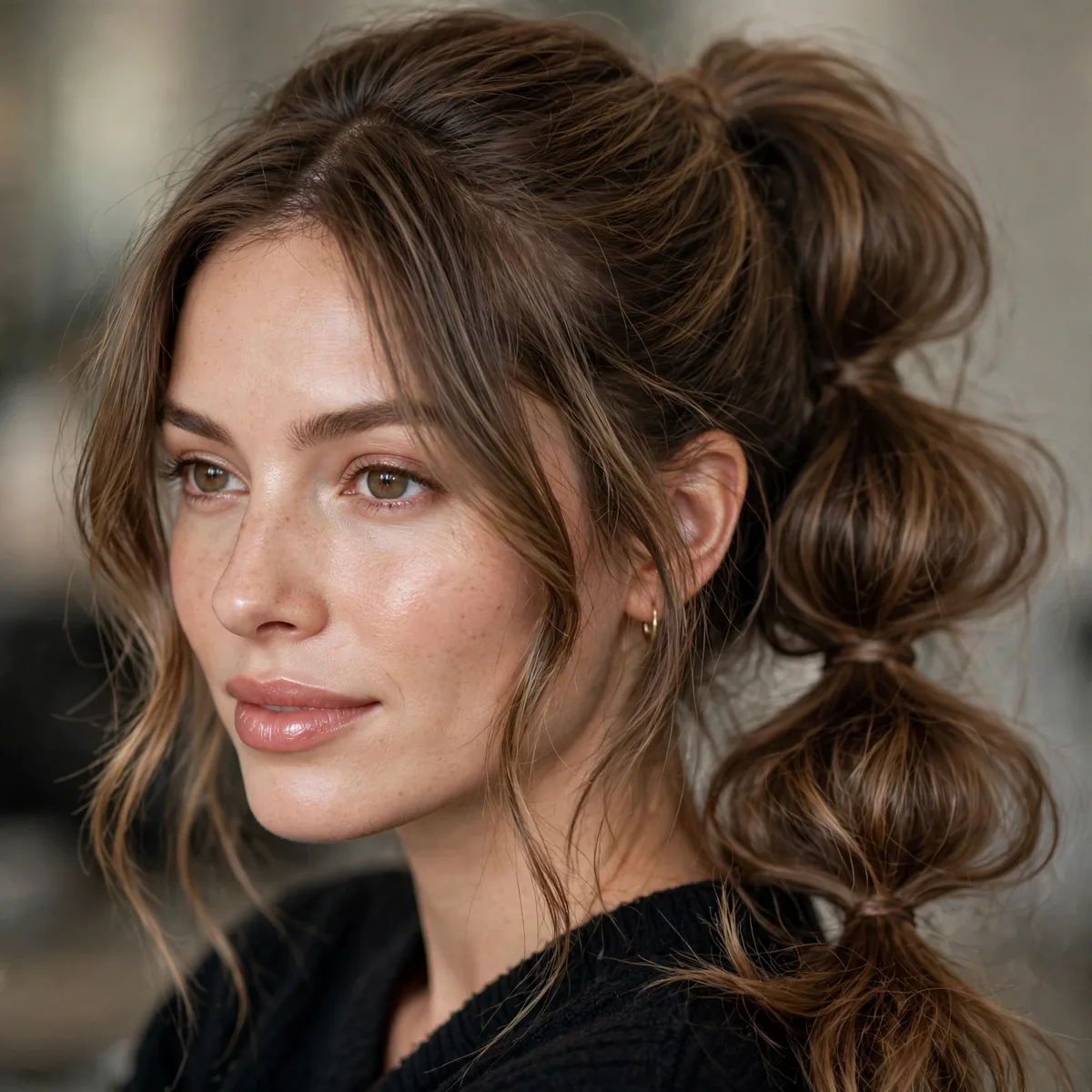 Pull-through ponytail with volume