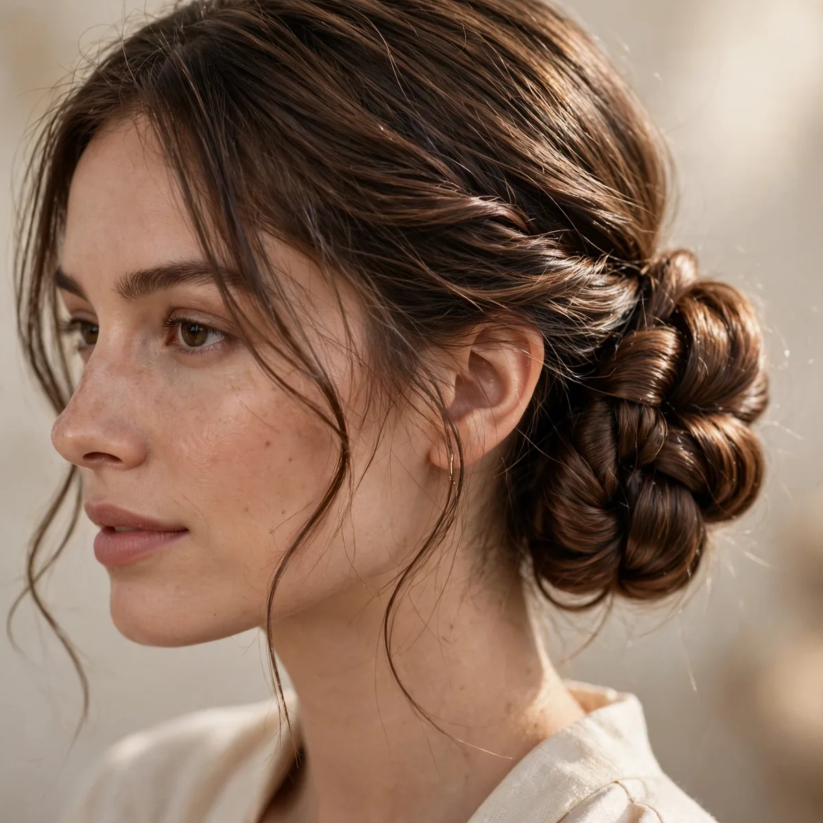 Low bun made from twisted sections