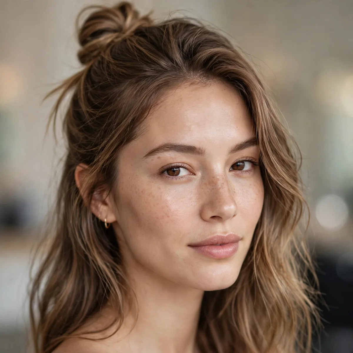 Simple half-up bun