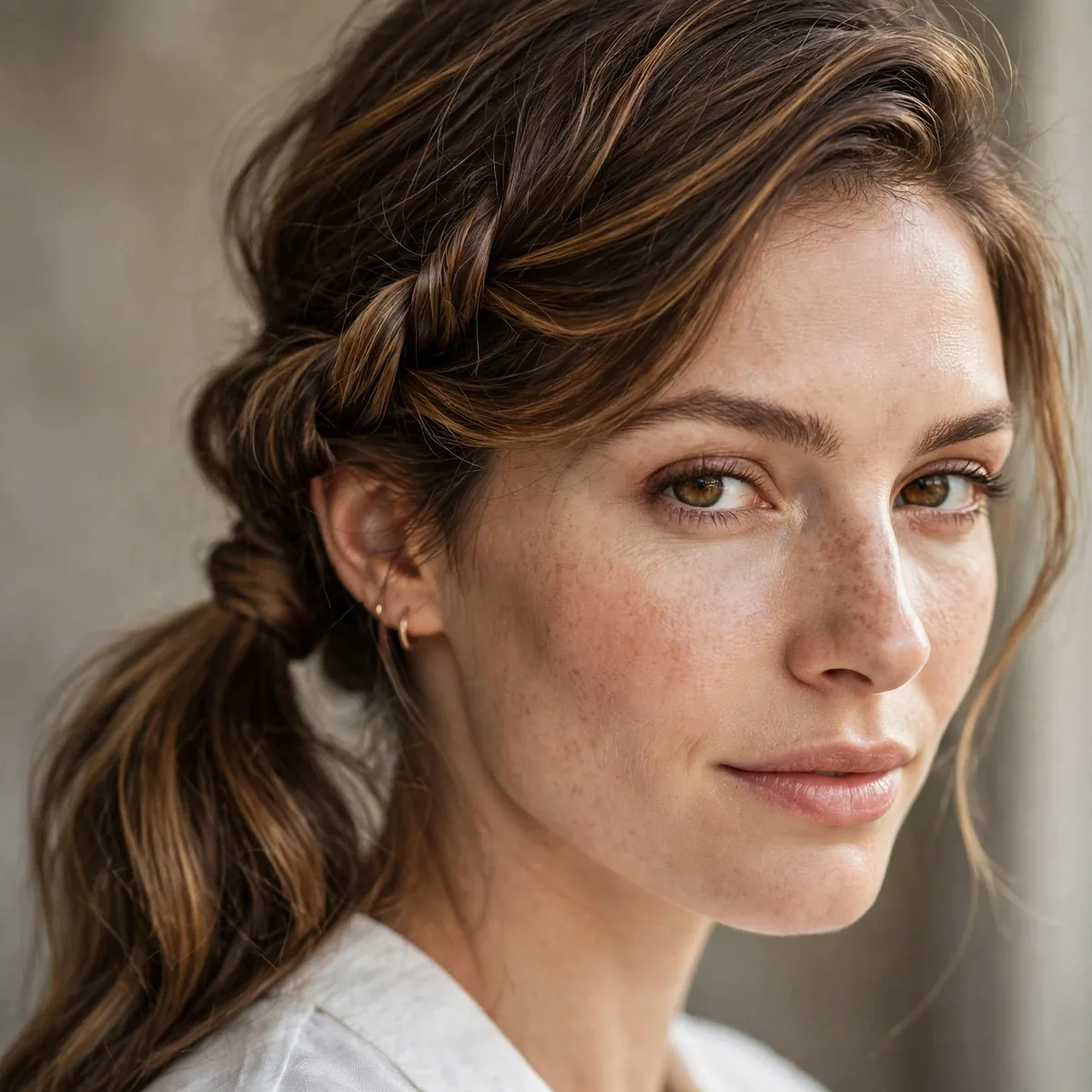 Ponytail with a twisted side section