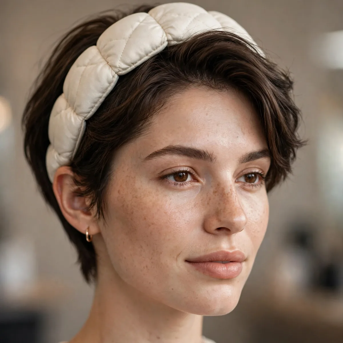 Short hair with padded headband