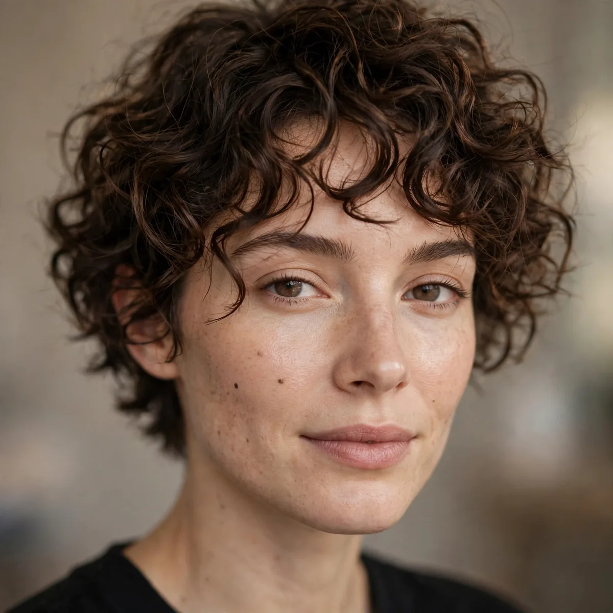 Tousled curls on short hair