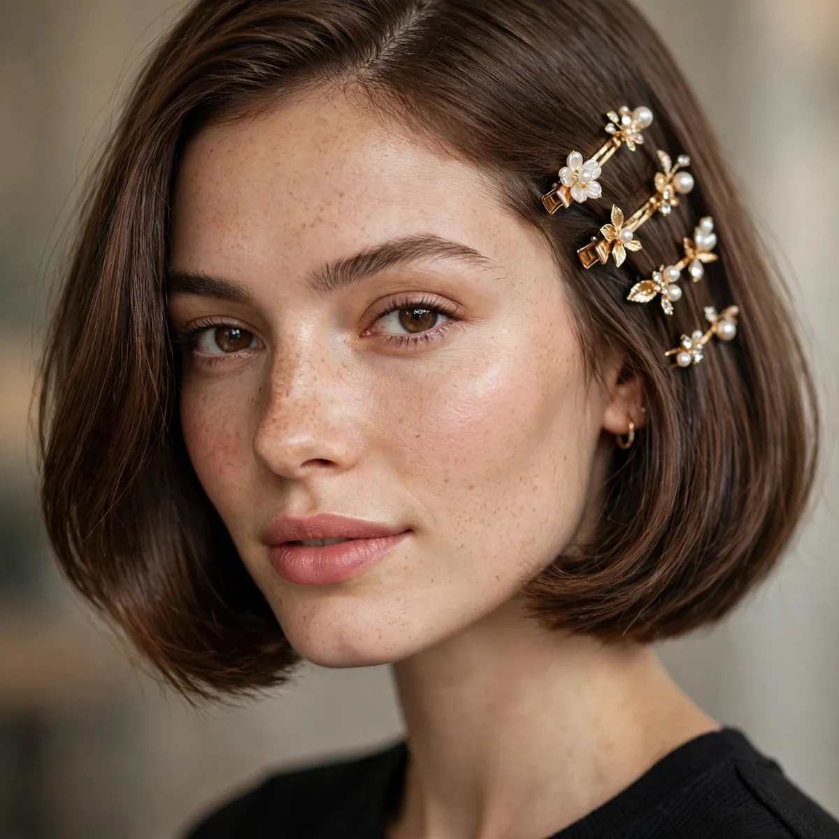 Bob with decorative hair clips