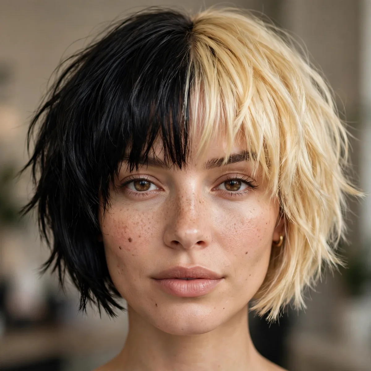 Two-tone colored bob haircut