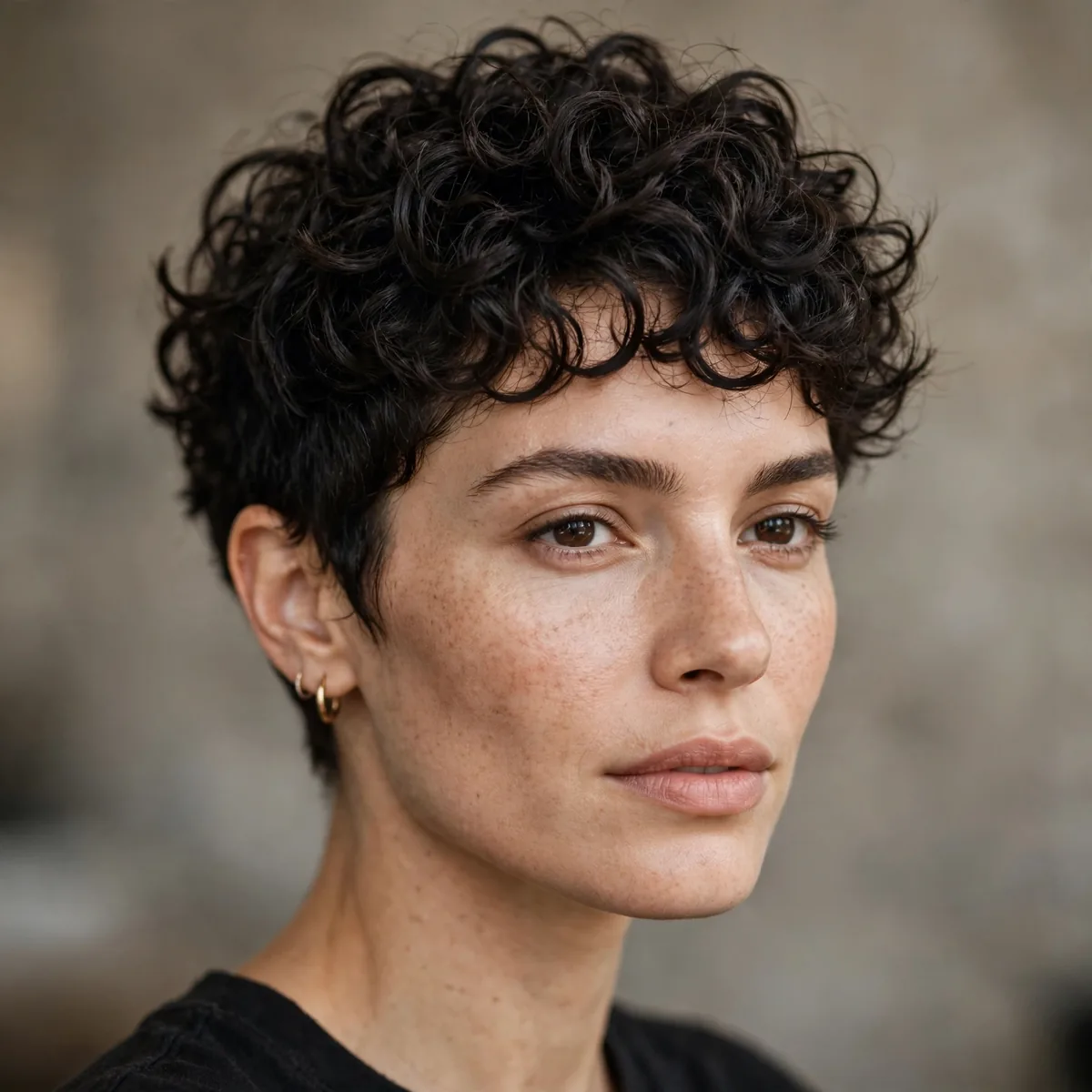 Edgy short curly crop