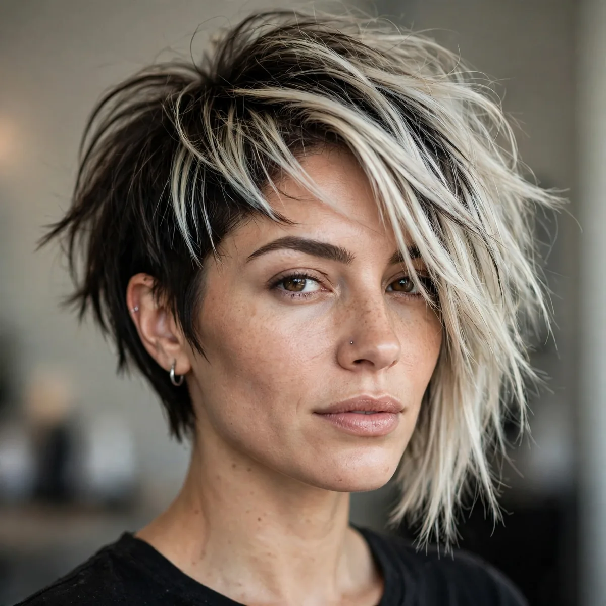 Edgy asymmetrical bob with bold styling