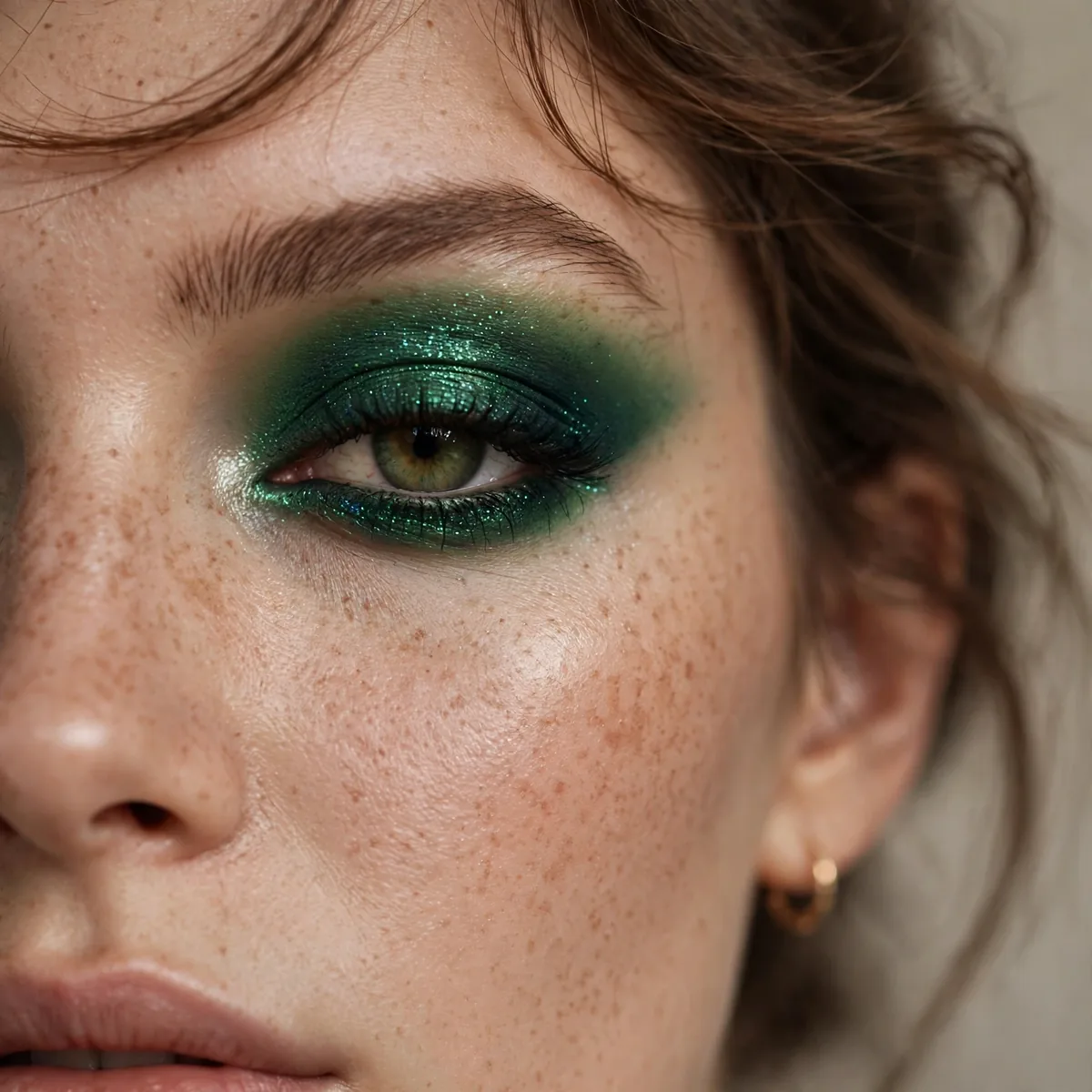 Emerald green smokey eye makeup