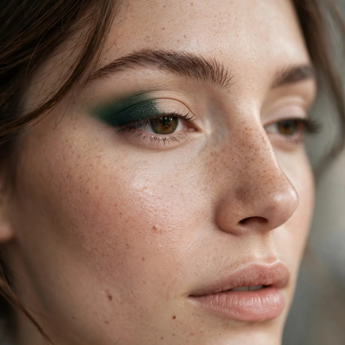 Deep forest green eyeshadow in crease