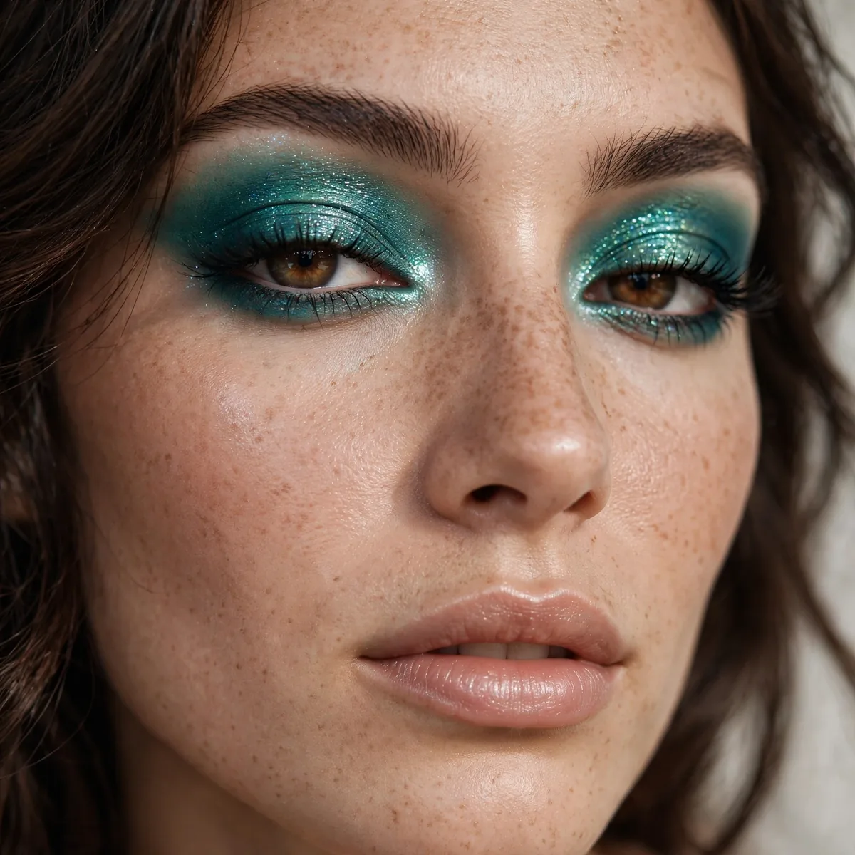 Teal emerald shimmer eyeshadow blend