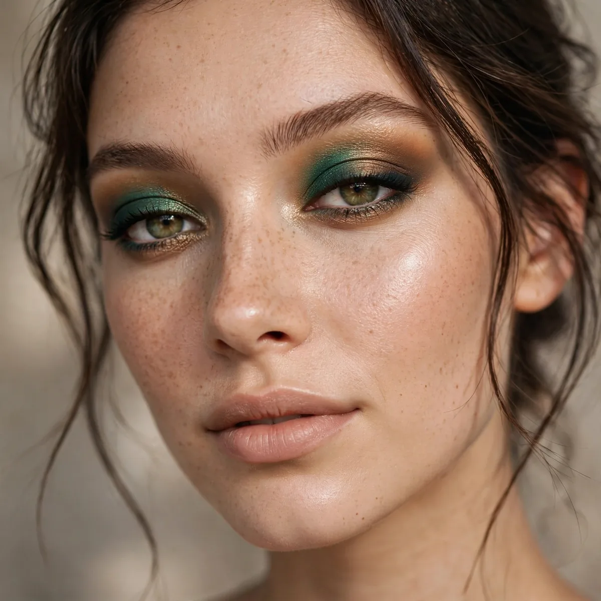 Emerald and bronze eyeshadow pairing